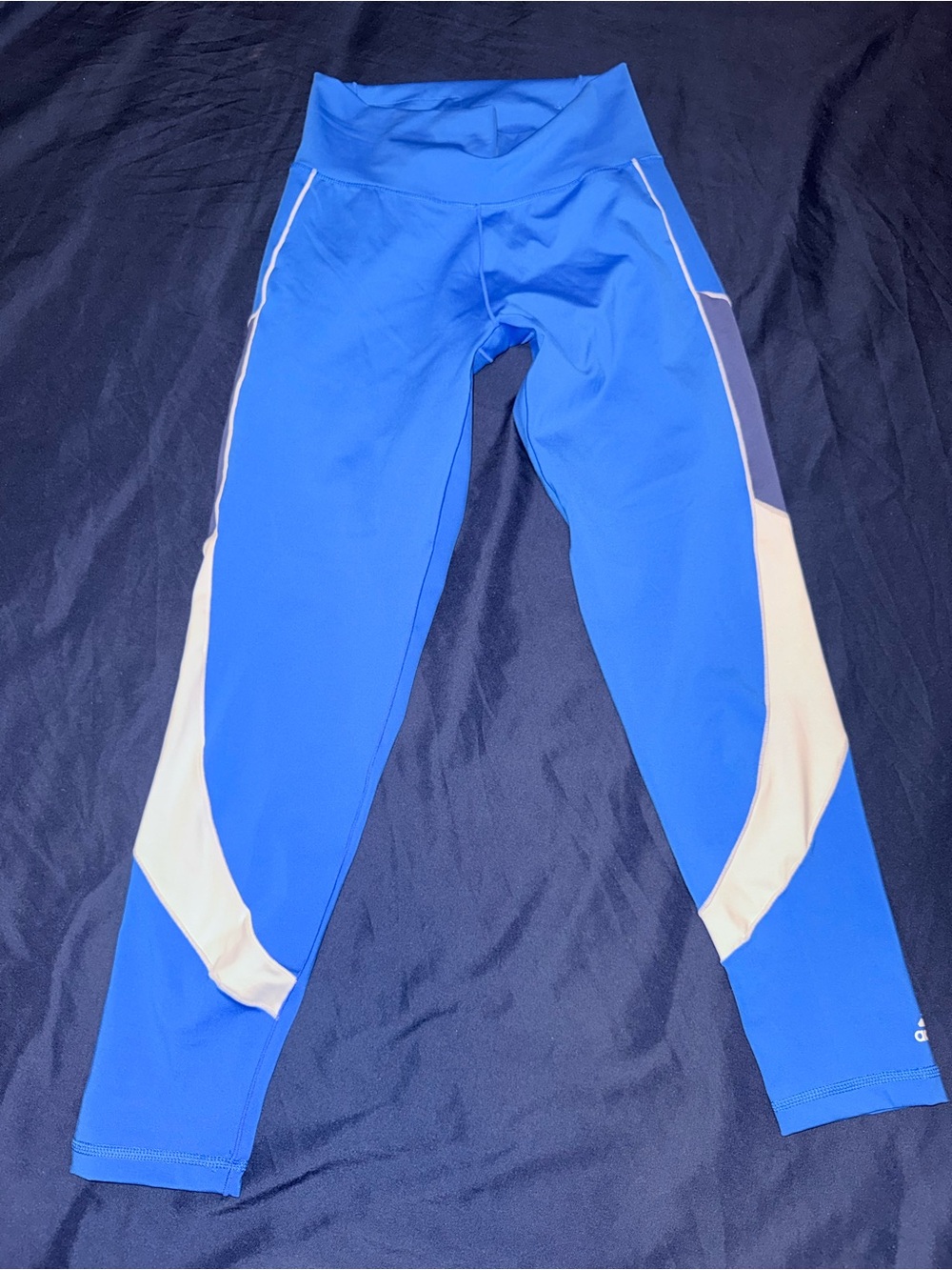 adidas Royal Blue and Cream Colorblock Women's Leggings